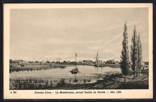 Künstler-AK Buenos Aires, La Maestranza, actual Vuelta de rocha, Ano 1830, Hafen