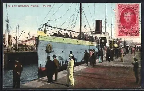 AK Buenos Aires, Puerto, Dampfer France im Hafen
