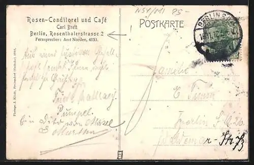 AK Berlin, Rosen-Conditorei und Café, Rosenthalerstrasse 2