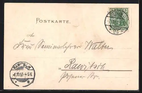 Lithographie Berlin, Alexanderplatz, Gasthaus zum Prälaten hinter Bogen Nr. 6