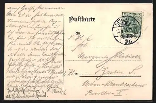 Lithographie Berlin-Treptow, Gasthaus zum alten Eierhäuschen
