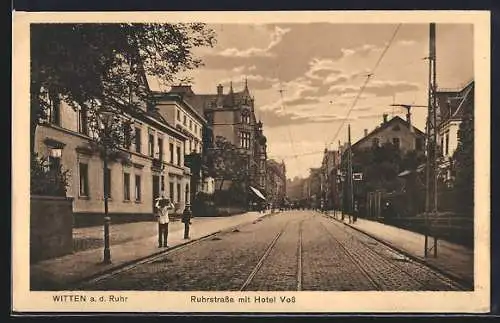 AK Witten a. d. Ruhr, Ruhrstrasse mit Hotel Voss