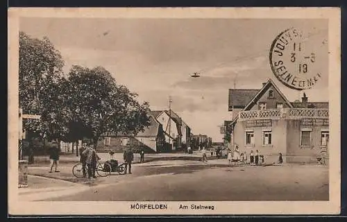 AK Mörfelden, Am Steinweg mit Gasthaus zur schönen Aussicht