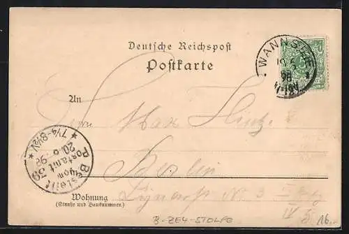 Lithographie Berlin-Wannsee-Stolpe, Dampfer auf dem kleinen Wannsee, Grosser Wannsee
