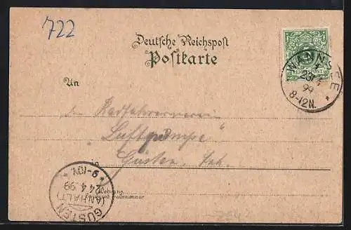 Lithographie Berlin-Wannsee, Bahnhof, Blick v. Alsen-Denkmal, Wannsee mit Booten