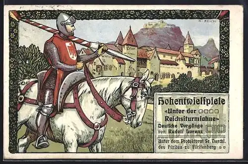 AK Singen, Hohentwielspiele, Ritter auf seinem Pferd