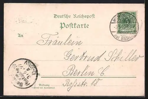 Lithographie Berlin-Wilmersdorf, Seebad von Otto Schramm mit Concert Halle und Bade-Haus