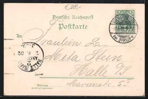Lithographie Berlin-Wilmersdorf, Seebad von Otto Schramm mit Concert Halle und Bade-Haus