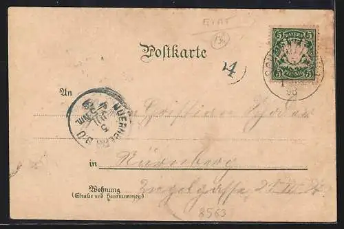 Lithographie Schnaittach, Hauptportal, Festung Rothenberg, Marktplatz