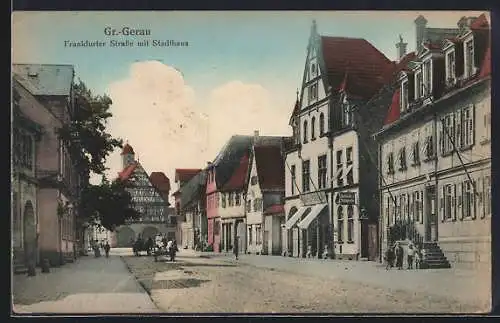 AK Gr.-Gerau, Frankfurter Strasse mit Stadthaus und Passanten