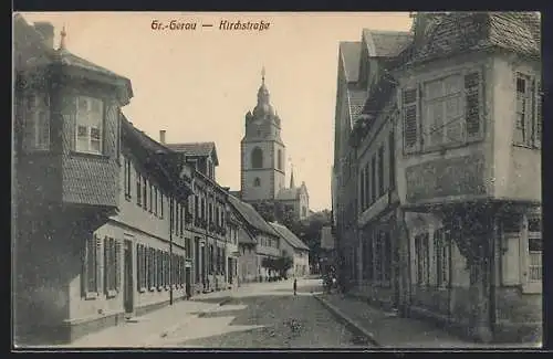 AK Gr.-Gerau, Kirchstrasse mit Hotel Adler