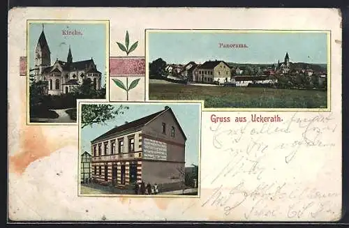 AK Uckerath, Gasthaus, Kirche, Panorama