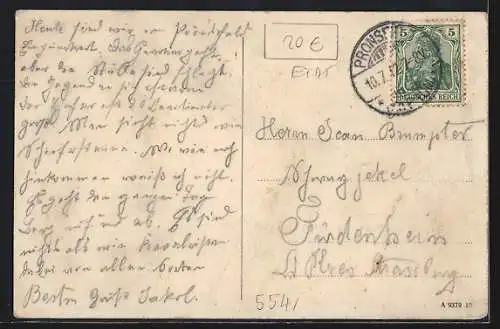 AK Pronsfeld /Eifel, Gasthaus zur Post mit Bahnhof, Teilansicht