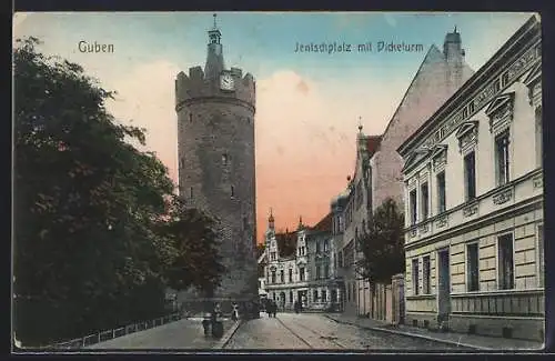 AK Guben, Jentschplatz mit Dickelturm