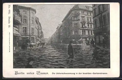 AK Berlin, Die Überschwemmung in der Invaliden - Gartenstrasse