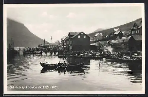 AK Klakksvik /Färöer, Grindarap 1931, Walfang