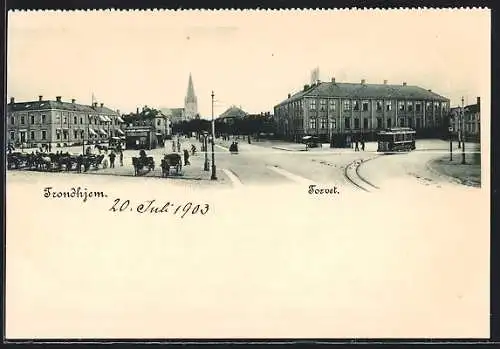 AK Trondhjem, Torvet, Strassenbahn