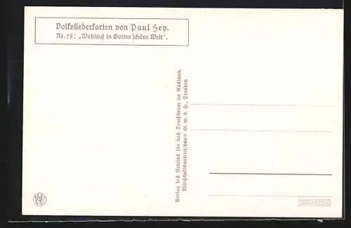 Künstler-AK Paul Hey: Volksliederkarte Nr. 78: Wohlauf in Gottes schöne Welt, Wandervogel