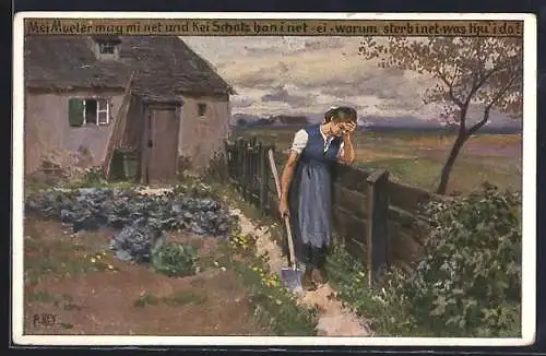 Künstler-AK Paul Hey: Volksliederkarte Nr. 93: Mei Mueter mag mi net