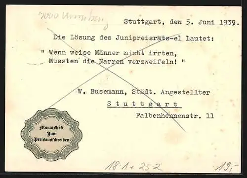 AK Stuttgart, Internationales Solitude-Rennen 1937, Motorräder beim Start, Ganzsache