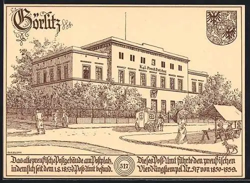 Künstler-AK A. Haupt: Görlitz, Das alte preuss. Postgebäude, Ganzsache