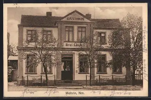AK Mohrin /Nn., Gasthof Drei Linden, Bes. Hermann Diescher