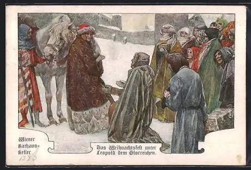 Künstler-AK Wien, Gasthaus Wiener Rathaus-Keller, Das Weihnachtsfest unter Leopold d. Glorreichen