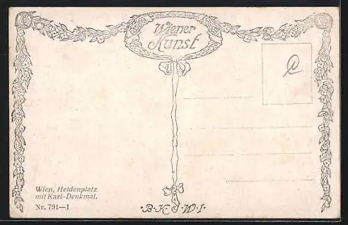 Künstler-AK Brüder Kohn (B.K.W.I) Nr. 791-1: Wien, Heldenplatz mit Karl-Denkmal