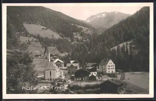 AK Kals, Ortsansicht mit Umgebung aus der Vogelschau