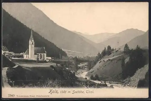 AK Kals, die Kirche über dem Flussbett
