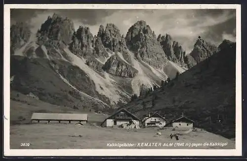AK Grinzens, Kemater Alm, Alpen-Gasthof gegen die Kalkkögel