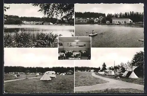 AK Freilingen /Westerwald, Camping mit Freibad in fünf Ansichten