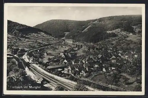 AK Forbach im Murgtal, Totalansicht von einen Berg aus