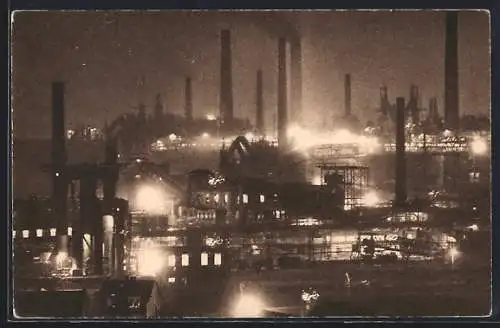 AK Völklingen, Eisen-Werke bei Nacht