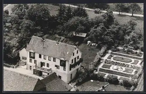 AK Brombach i. Odw., Metzgerei und Pension Georg Emig Kirch vom Flugzeug aus