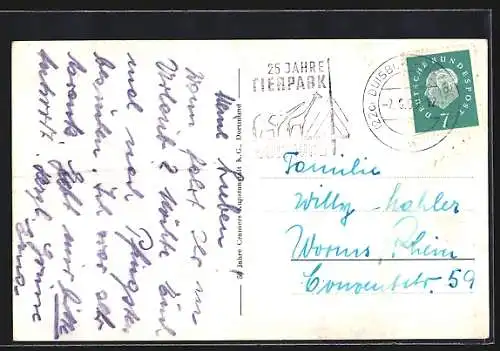 AK Hamborn, Blick auf Rathaus und Post mit Strassenbahnen aus der Vogelschau
