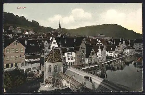 AK Calw, Ortspartie aus der Vogelschau