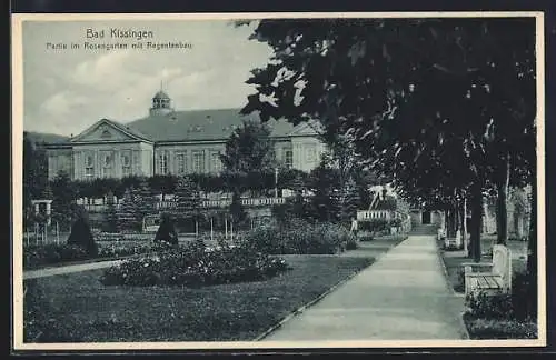 AK Bad Kissingen, Partie im Rosengarten mit Regentenbau