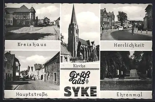 AK Syke, Hauptstrasse, Kreishaus, Ehrenmal