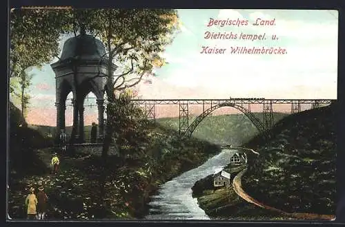 AK Burg /Wupper, Diedrichstempel u. Kaiser Wilhelmbrücke