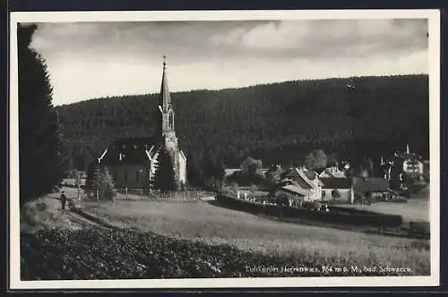 AK Herrenwies i. bad. Schwarzwald, Ortsansicht mit Kirche