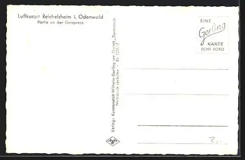 AK Reichelsheim i. Odenwald, Partie an der Gersprenz mit Kirche
