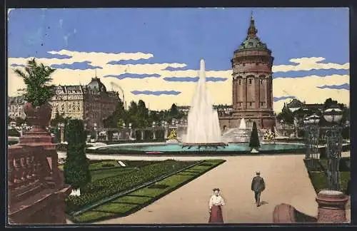 Künstler-AK Mannheim, Friedrichsplatz