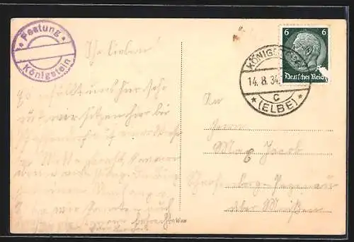 AK Königstein /Sächs. Schweiz, Festung Königstein-Friedrichsburg