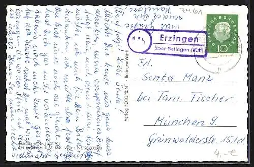 AK Erzingen Krs. Balingen, Totalansicht vom Flugzeug aus