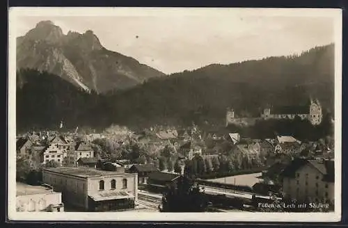 AK Füssen a. Lech, Ortsansicht mit Säuling