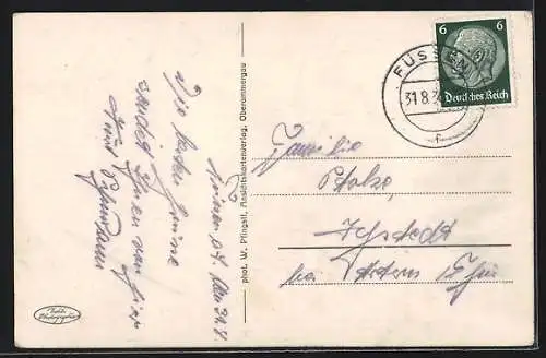 AK Füssen a. Lech, Ortsansicht mit Säuling