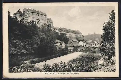 AK Weilburg / Lahn, Schloss mit Lahnwehr