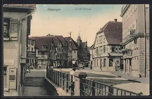 AK Göppingen, Markt-Strasse mit Geschäften