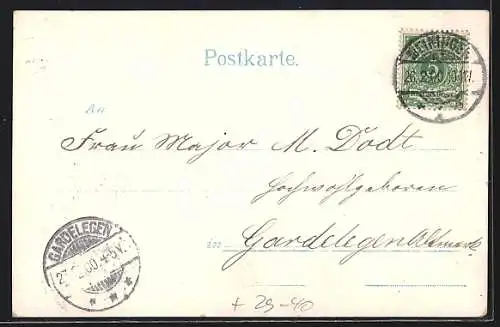 Goldfenster-AK Meiningen, Stadtkirche mit Marktplatz